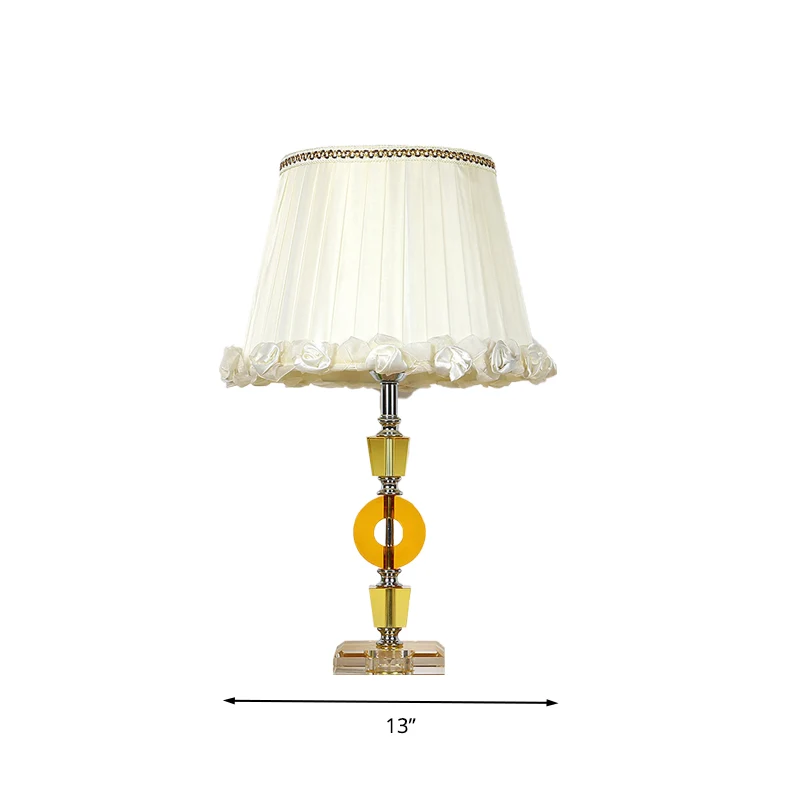 Weiße runde Tischleuchte Traditionalismus Kristall Einzellicht Wohnzimmer Nachtlampe Clearhalo