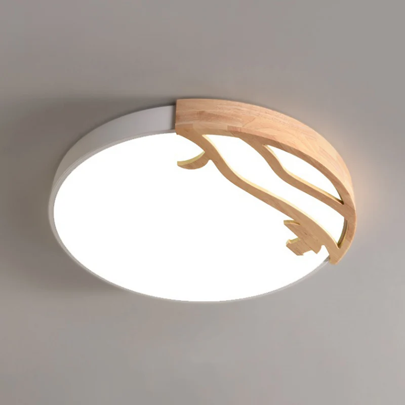 Weiße runde Unterputzbeleuchtung, moderne LED-Deckenleuchte aus Holz mit Acryldiffusor weißem/warmem Licht, 16"/19,5" Durc...