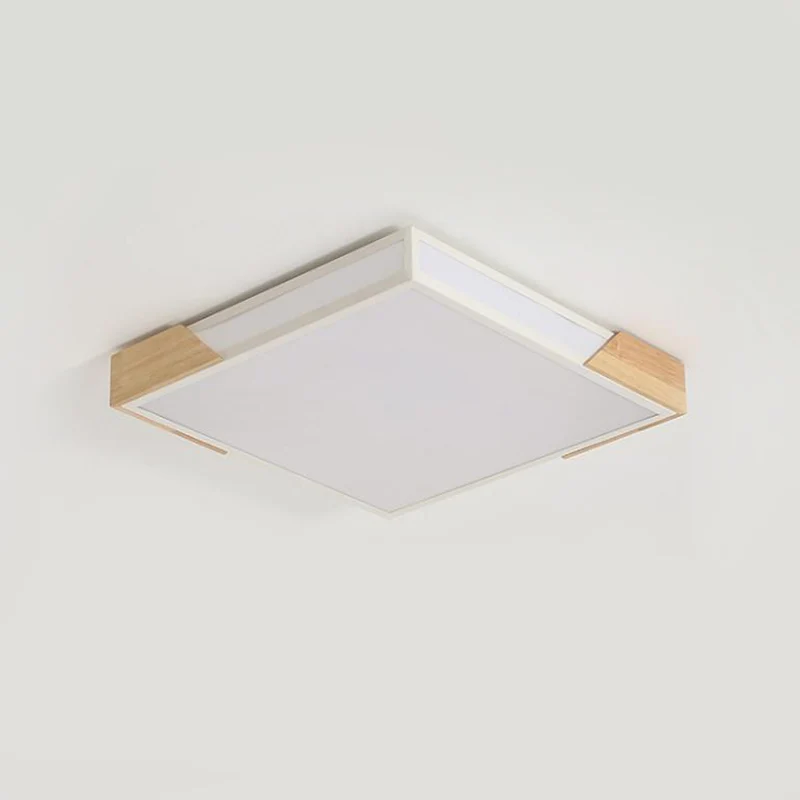 Wohnzimmer-LED-Einbauleuchte Nordic Wood-White Squared Box Acryl Deckenleuchte warmem/weißem Licht, 12"/16"/19,5" W Clearhalo