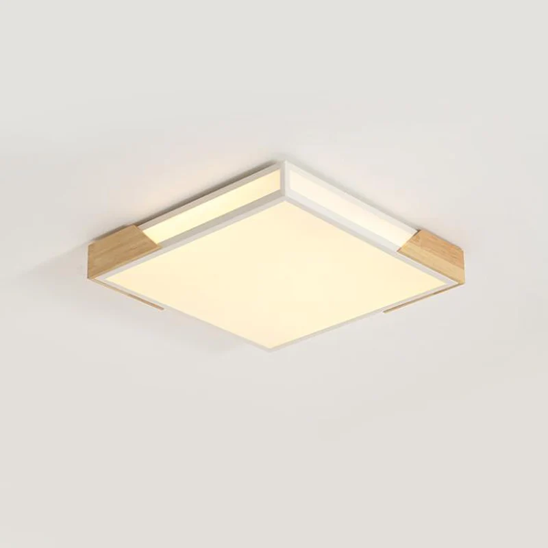 Wohnzimmer-LED-Einbauleuchte Nordic Wood-White Squared Box Acryl Deckenleuchte warmem/weißem Licht, 12"/16"/19,5" W Clearhalo