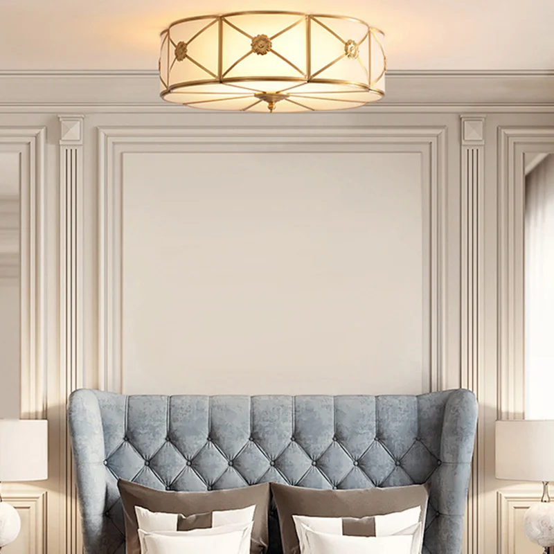 Wohnzimmer-Unterputzbeleuchtung mit gewelltem Rand, klassisches Frostglas-Gold-Unterputzlicht Clearhalo