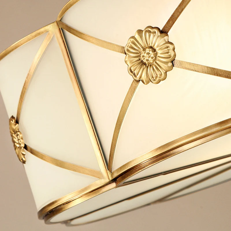 Wohnzimmer-Unterputzbeleuchtung mit gewelltem Rand, klassisches Frostglas-Gold-Unterputzlicht Clearhalo