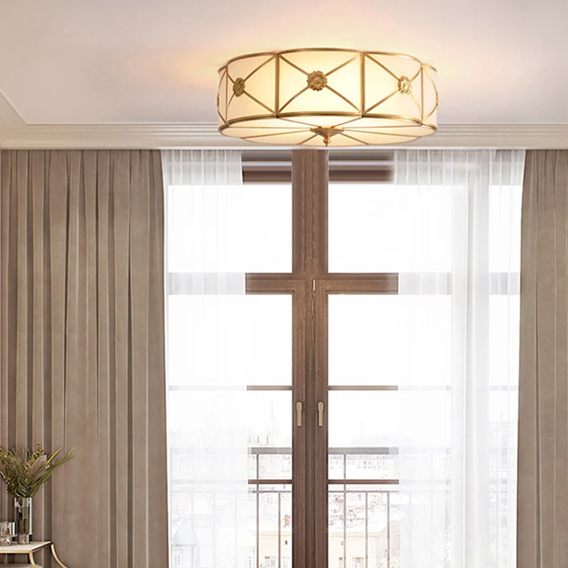 Wohnzimmer-Unterputzbeleuchtung mit gewelltem Rand, klassisches Frostglas-Gold-Unterputzlicht Clearhalo