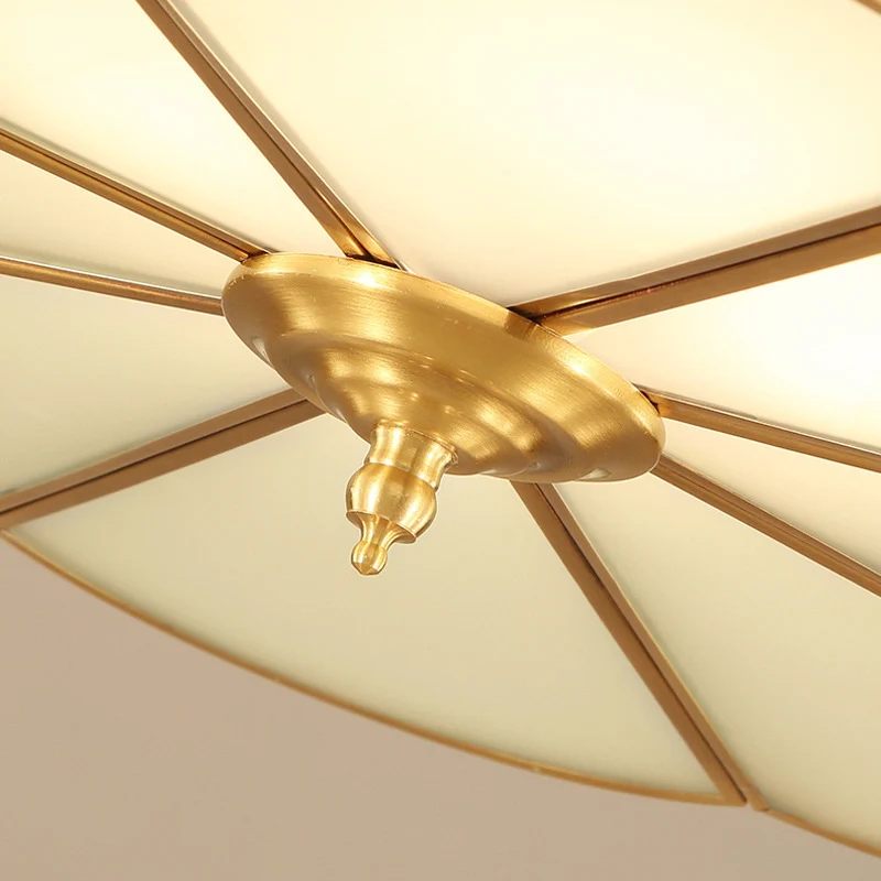 Wohnzimmer-Unterputzbeleuchtung mit gewelltem Rand, klassisches Frostglas-Gold-Unterputzlicht Clearhalo
