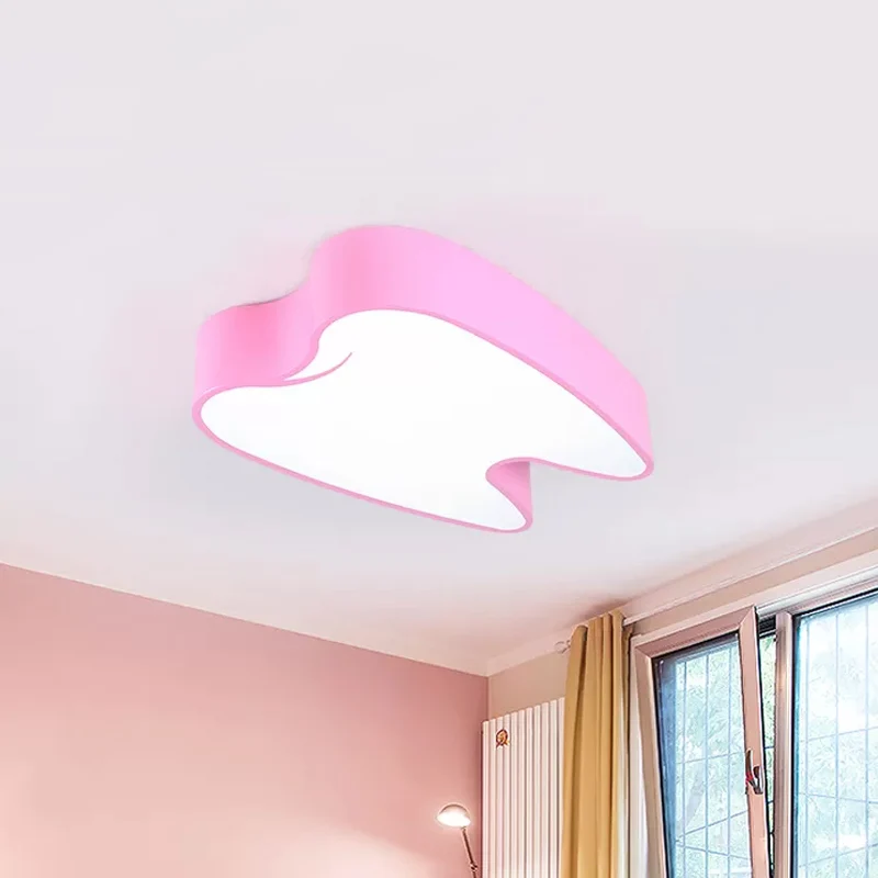 Zahnförmige Acryl-LED-Unterputzbeleuchtung für Kinder, rosa/gelb, Deckenleuchte Clearhalo