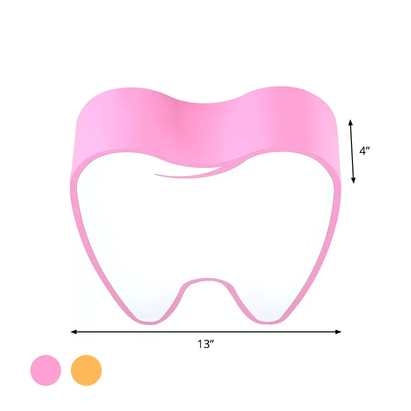 Zahnförmige Acryl-LED-Unterputzbeleuchtung für Kinder, rosa/gelb, Deckenleuchte Clearhalo