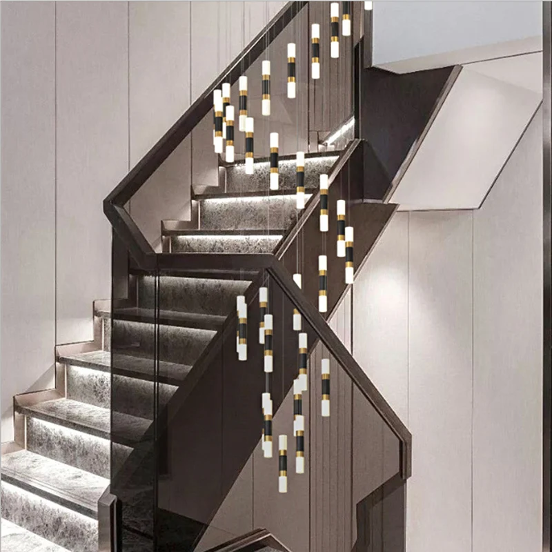 Zeitgenössische 12-Kopf-Hängeleuchte aus Metallrohr mit mehreren Anhängern und Spiraldesign Schwarz und Weiß Clearhalo