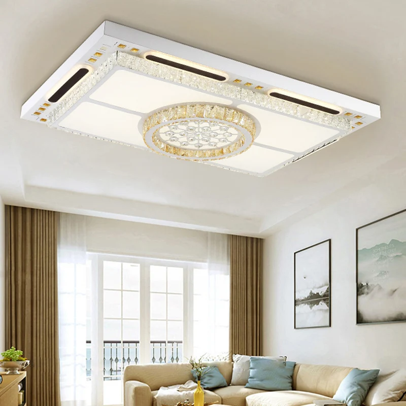 Zeitgenössische LED-Einbauleuchte, weiße rechteckige Deckenleuchte mit Kristallschirm Clearhalo
