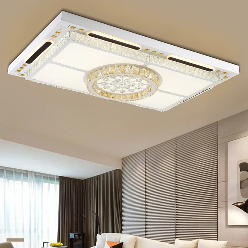 Zeitgenössische LED-Einbauleuchte, weiße rechteckige Deckenleuchte mit Kristallschirm Clearhalo