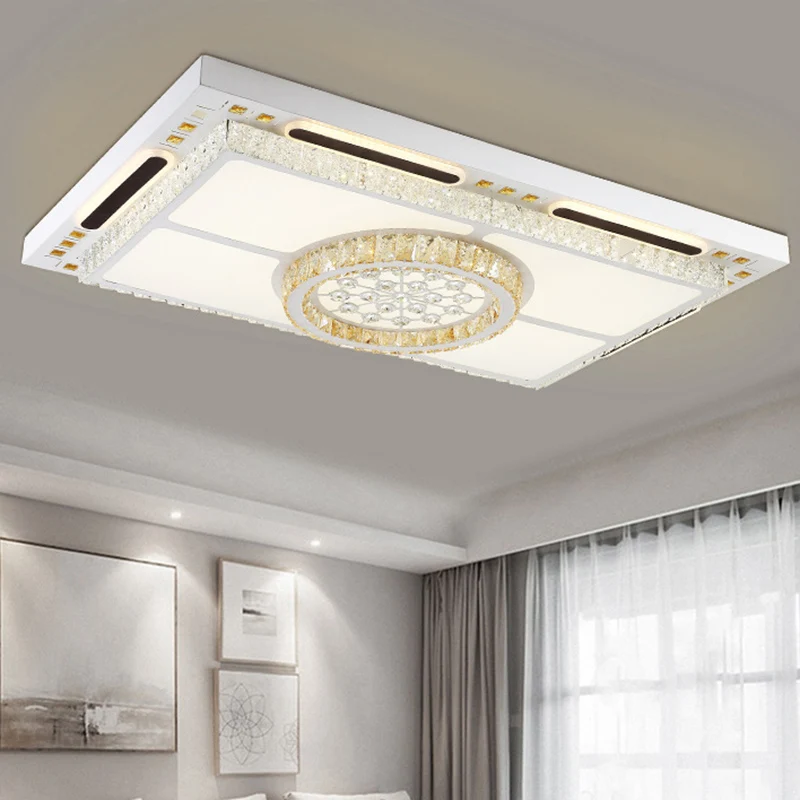 Zeitgenössische LED-Einbauleuchte, weiße rechteckige Deckenleuchte mit Kristallschirm Clearhalo