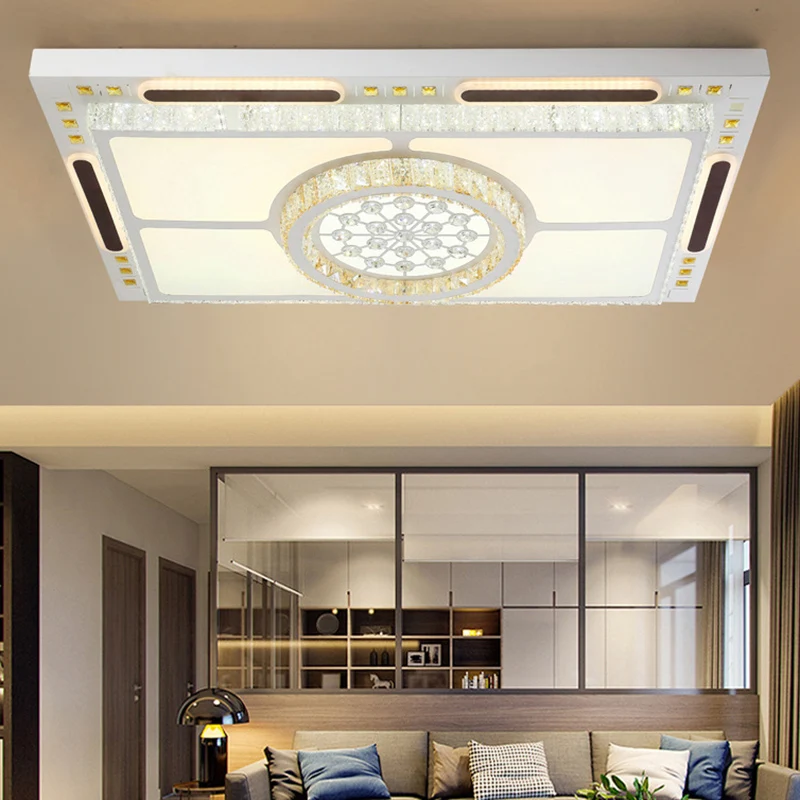 Zeitgenössische LED-Einbauleuchte, weiße rechteckige Deckenleuchte mit Kristallschirm Clearhalo