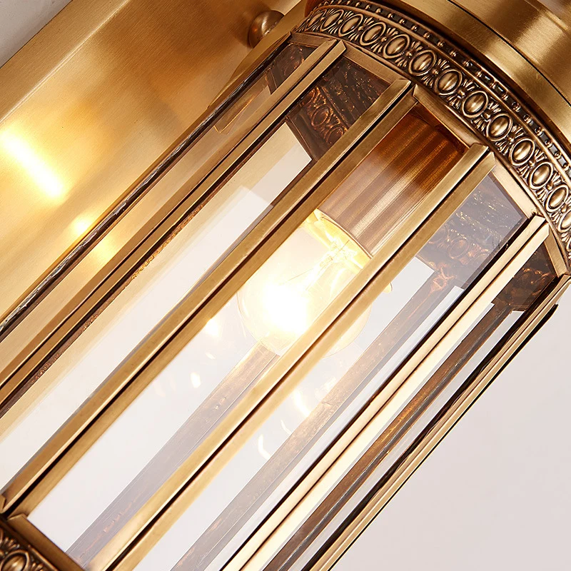 Zylinderförmige Wandleuchte aus Metall, Traditionalismus, 1/3-Glühbirne, Eingangswandleuchte aus Messing, 6,5"/10" breit C...