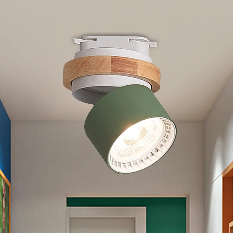 Zylindrische Metall-Unterputzbeleuchtung im modernen Macaron-Stil, verstellbare LED-Deckeneinbauleuchte Grau/Grün/Weiß Cle...