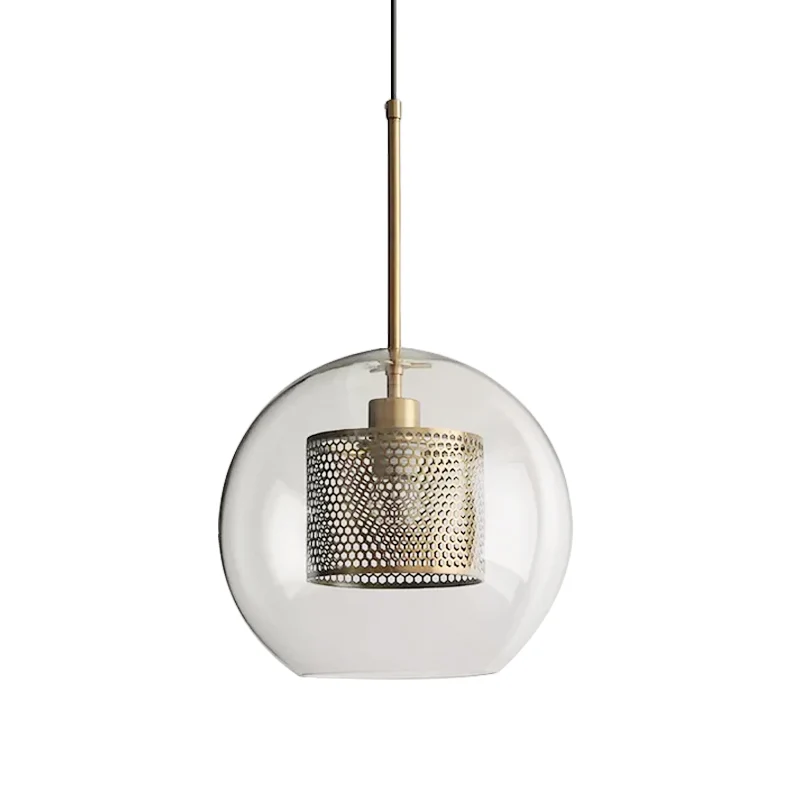 Zylindrische Schlafzimmer-Hängeleuchte im Kolonialstil aus Metallgeflecht, 1 Glühbirne, Bronze-/Silbergrauer Anhänger mit...