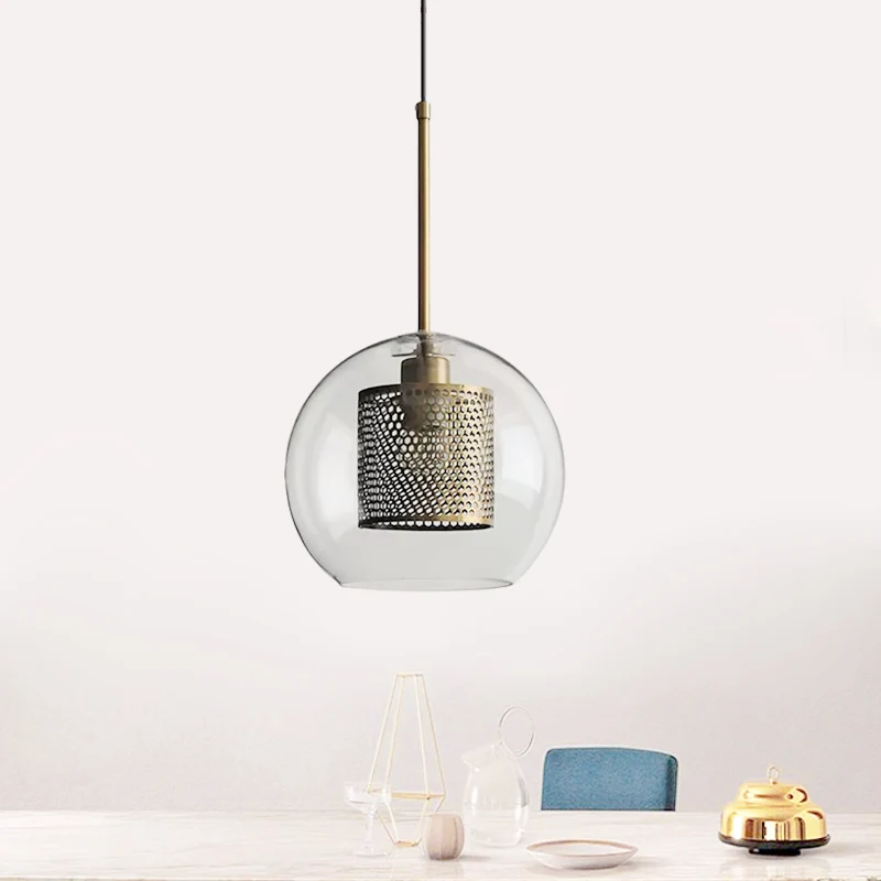 Zylindrische Schlafzimmer-Hängeleuchte im Kolonialstil aus Metallgeflecht, 1 Glühbirne, Bronze-/Silbergrauer Anhänger mit...