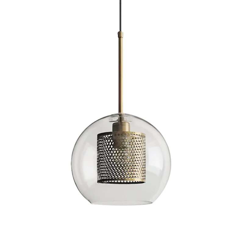 Zylindrische Schlafzimmer-Hängeleuchte im Kolonialstil aus Metallgeflecht, 1 Glühbirne, Bronze-/Silbergrauer Anhänger mit...