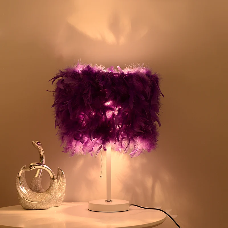 Zylindrische Tischlampe, weiß/rot/rosa, romantisch, modern, 1 Glühbirne, Federzugkette, Nachttischleuchte Clearhalo