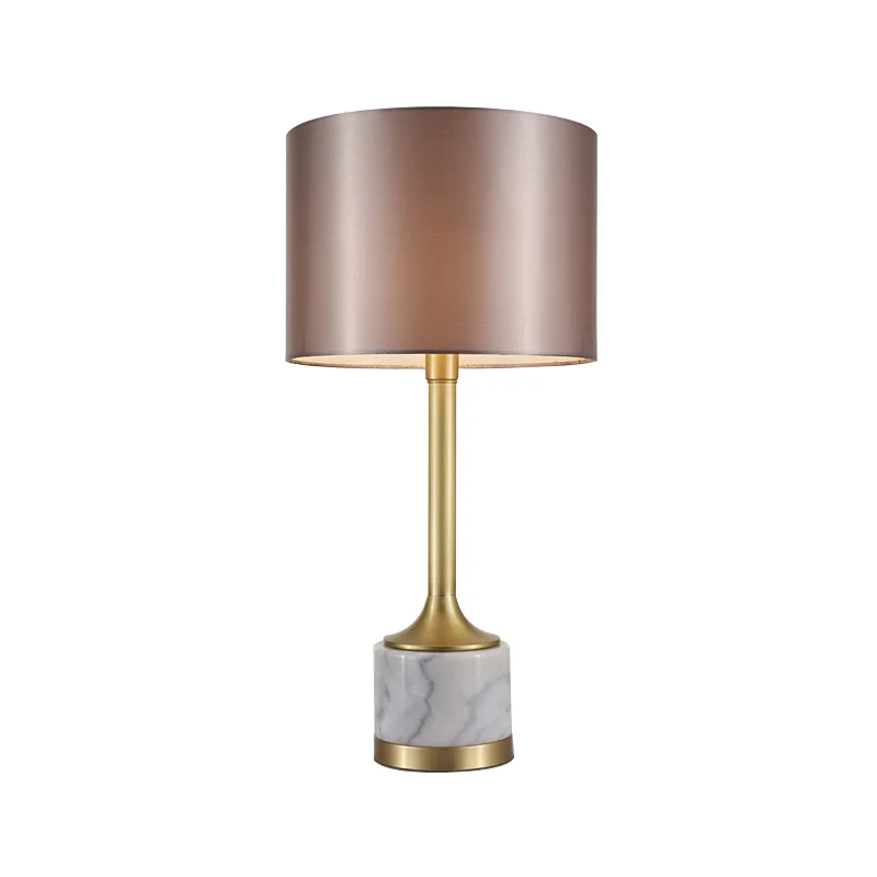 Zylindrische Tischleuchte aus Stoff, Minimalismus, 1 Glühbirne, graue Nachttischlampe für Wohnzimmer Clearhalo