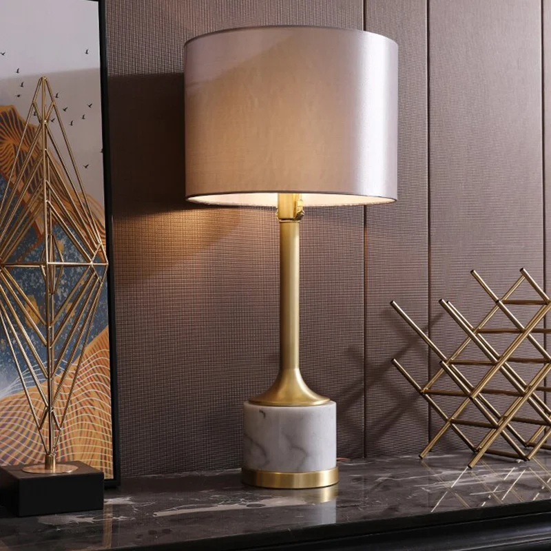 Zylindrische Tischleuchte aus Stoff, Minimalismus, 1 Glühbirne, graue Nachttischlampe für Wohnzimmer Clearhalo