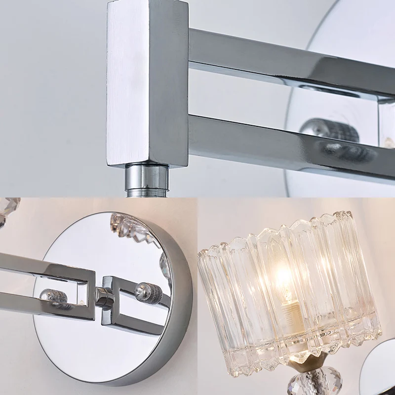 Zylindrische Wandleuchte mit 1 Glühbirne im modernistischen Stil, Klarglas-Wandleuchte mit Kristalldeko Chrom-Finish Clear...