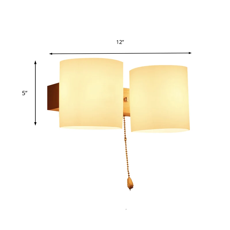 Zylindrischer Lampenschirm für Erwachsene, Schlafzimmer-Wandbeleuchtung, japanische Wandleuchte aus Milchglas Beige Clearhalo