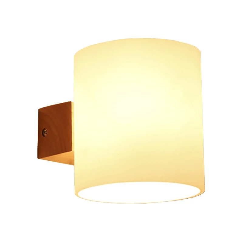 Zylindrischer Lampenschirm für Erwachsene, Schlafzimmer-Wandbeleuchtung, japanische Wandleuchte aus Milchglas Beige Clearhalo