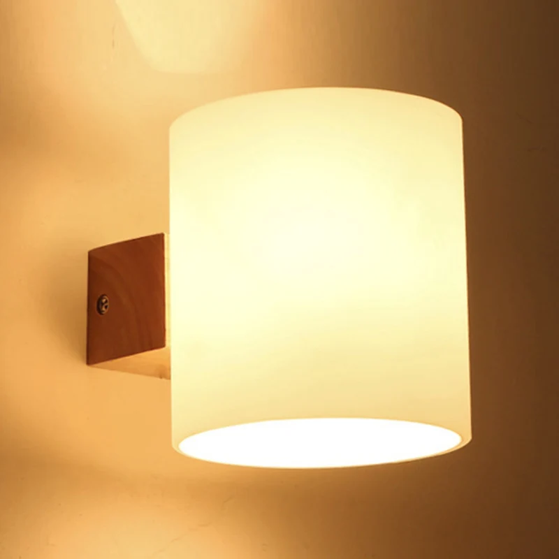 Zylindrischer Lampenschirm für Erwachsene, Schlafzimmer-Wandbeleuchtung, japanische Wandleuchte aus Milchglas Beige Clearhalo