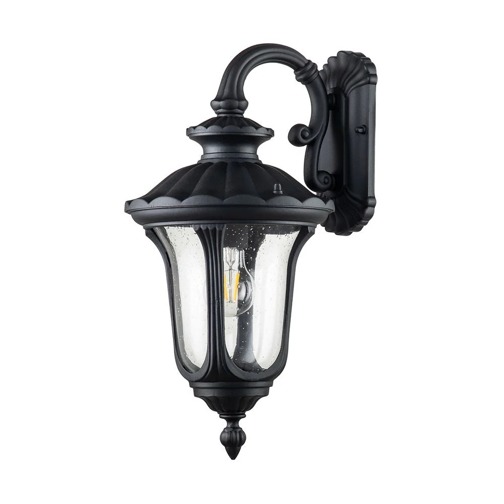Außenwandleuchte Elstead Lighting (CC2-S-BK) Chicago Aluminium, klares, strukturiertes Glas E27