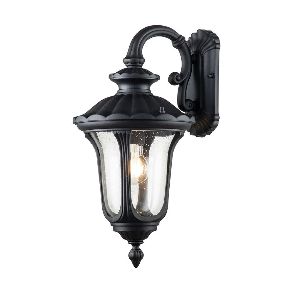 Außenwandleuchte Elstead Lighting (CC2-S-BK) Chicago Aluminium, klares, strukturiertes Glas E27
