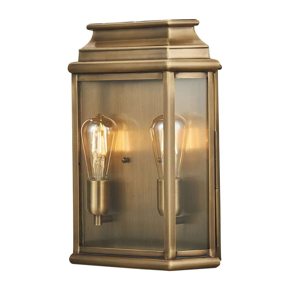 Außenwandleuchte Elstead Lighting (ST-MARTINS-L-BR) St. Martins, massives Messing, Glas, E27, 2 l