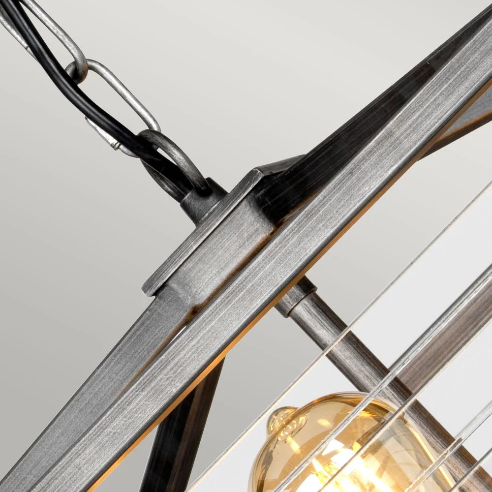 Pendelleuchte Elstead Lighting (LOUVRE-6P) Lamellenstahl, Glas E27 6L