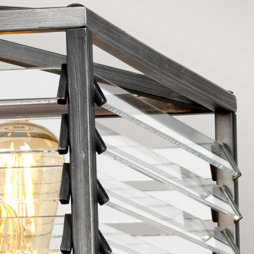 Pendelleuchte Elstead Lighting (LOUVRE-6P) Lamellenstahl, Glas E27 6L