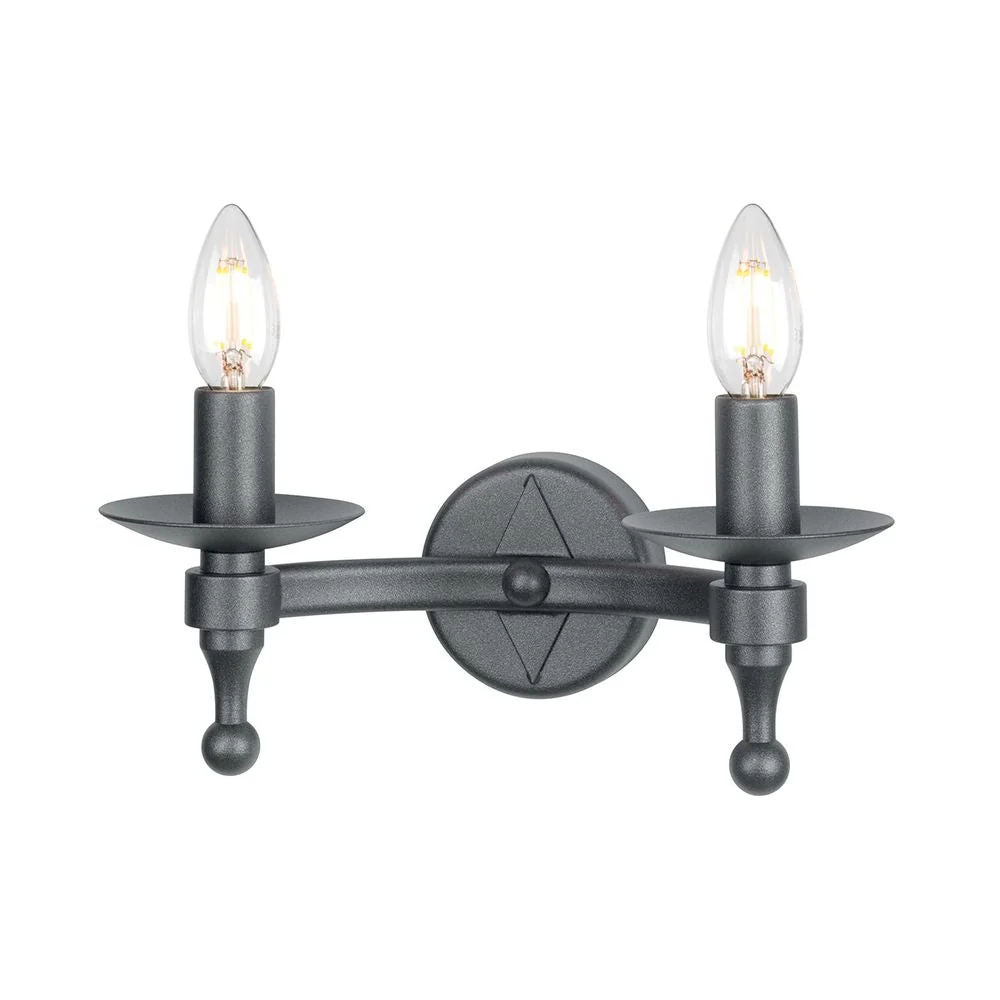 Wandleuchte Elstead Lighting (WR2-GRAPHITE) Warwick Schmiedeeisen E14 2L
