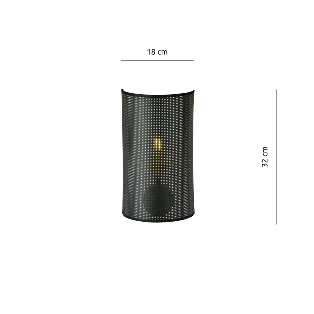ASTON Wandleuchte 1L, D18 schwarz, E14 Emibig