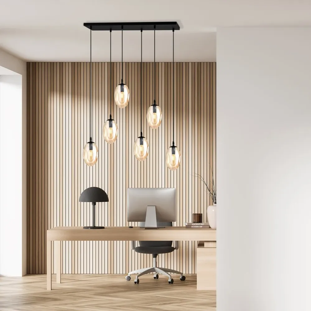 ASTRAL Pendelleuchte 6L, D12 schwarz, E14 Emibig