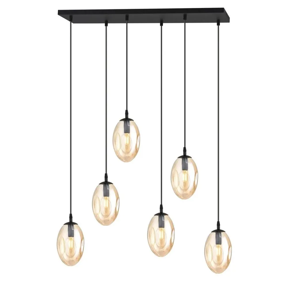 ASTRAL Pendelleuchte 6L, D12 schwarz, E14 Emibig