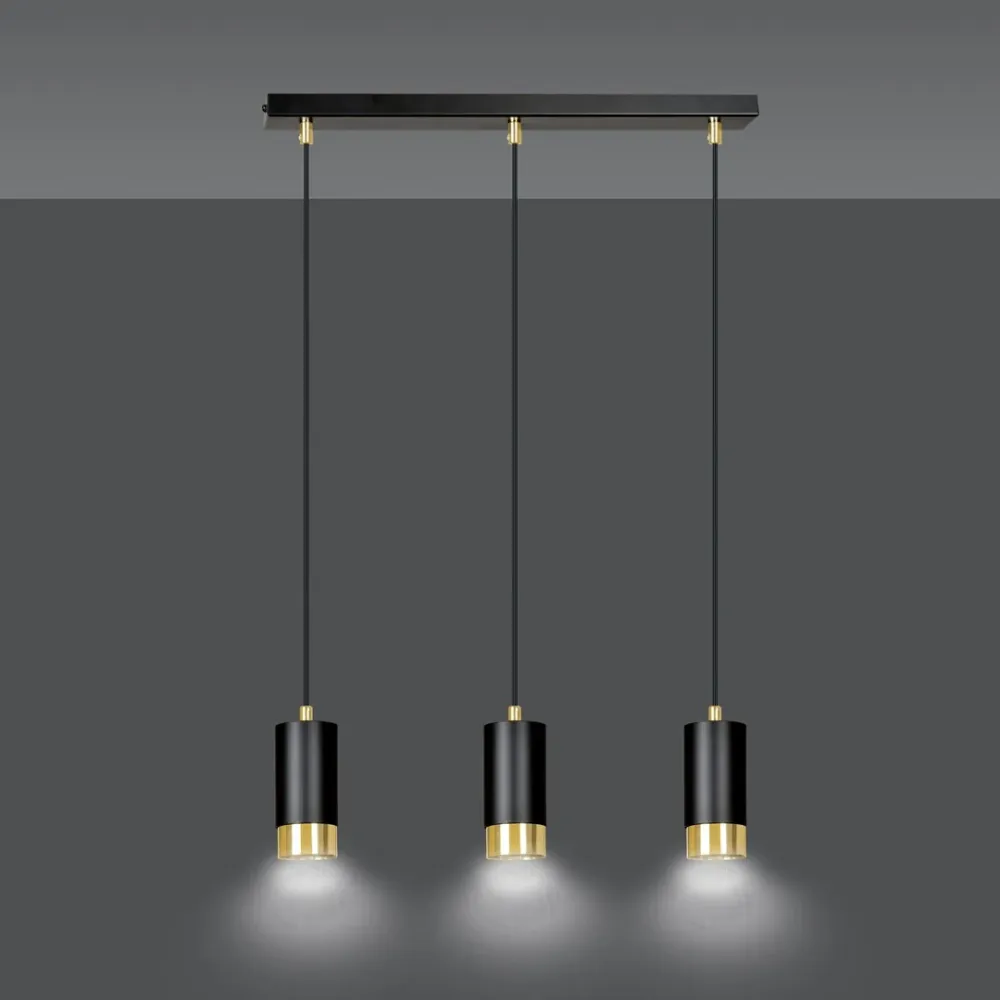 Lineare Pendelleuchte FUMIKO 3L, schwarz, GU10 Emibig