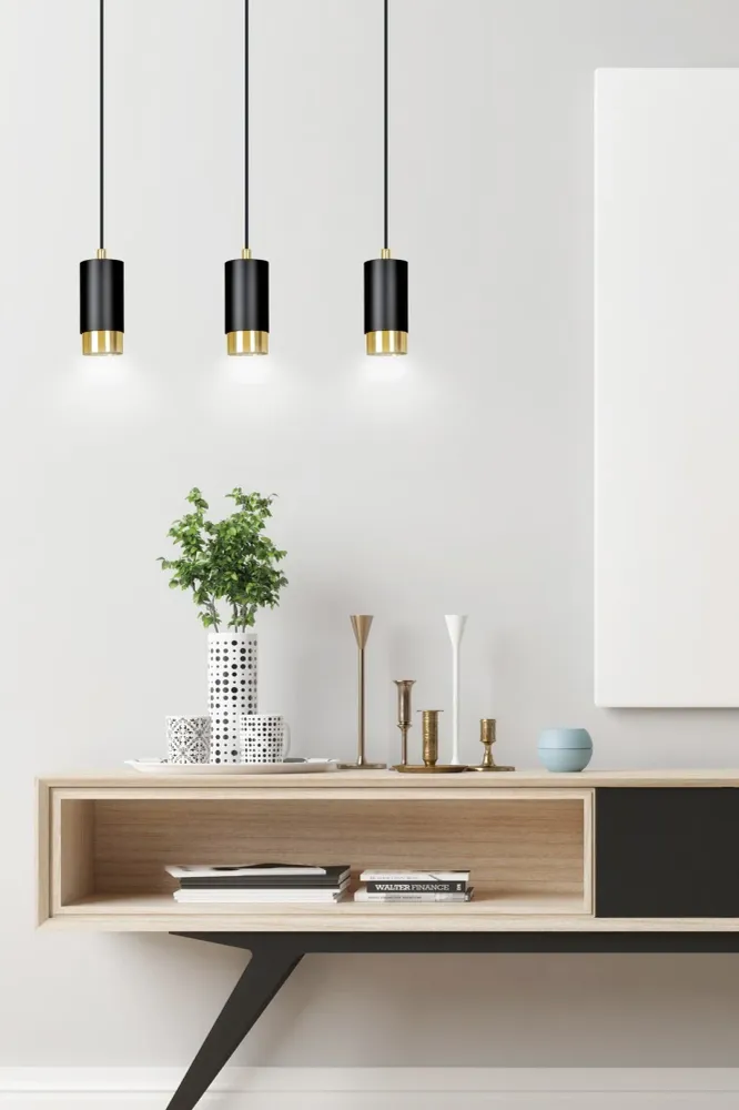 Lineare Pendelleuchte FUMIKO 3L, schwarz, GU10 Emibig
