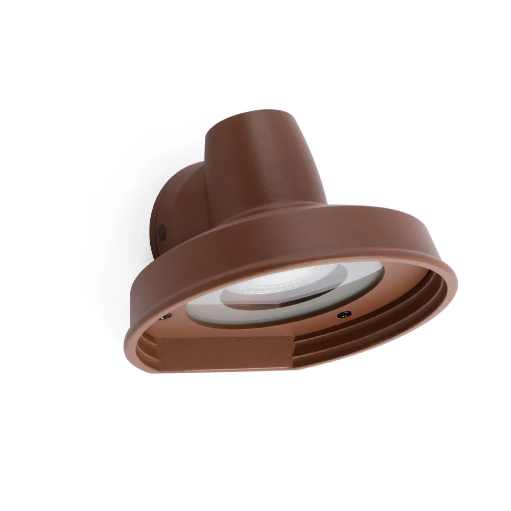 FARO Barcelona Bronx Außenwandleuchte, Aluminiumbraun, GU10, Höhe 9,6 cm