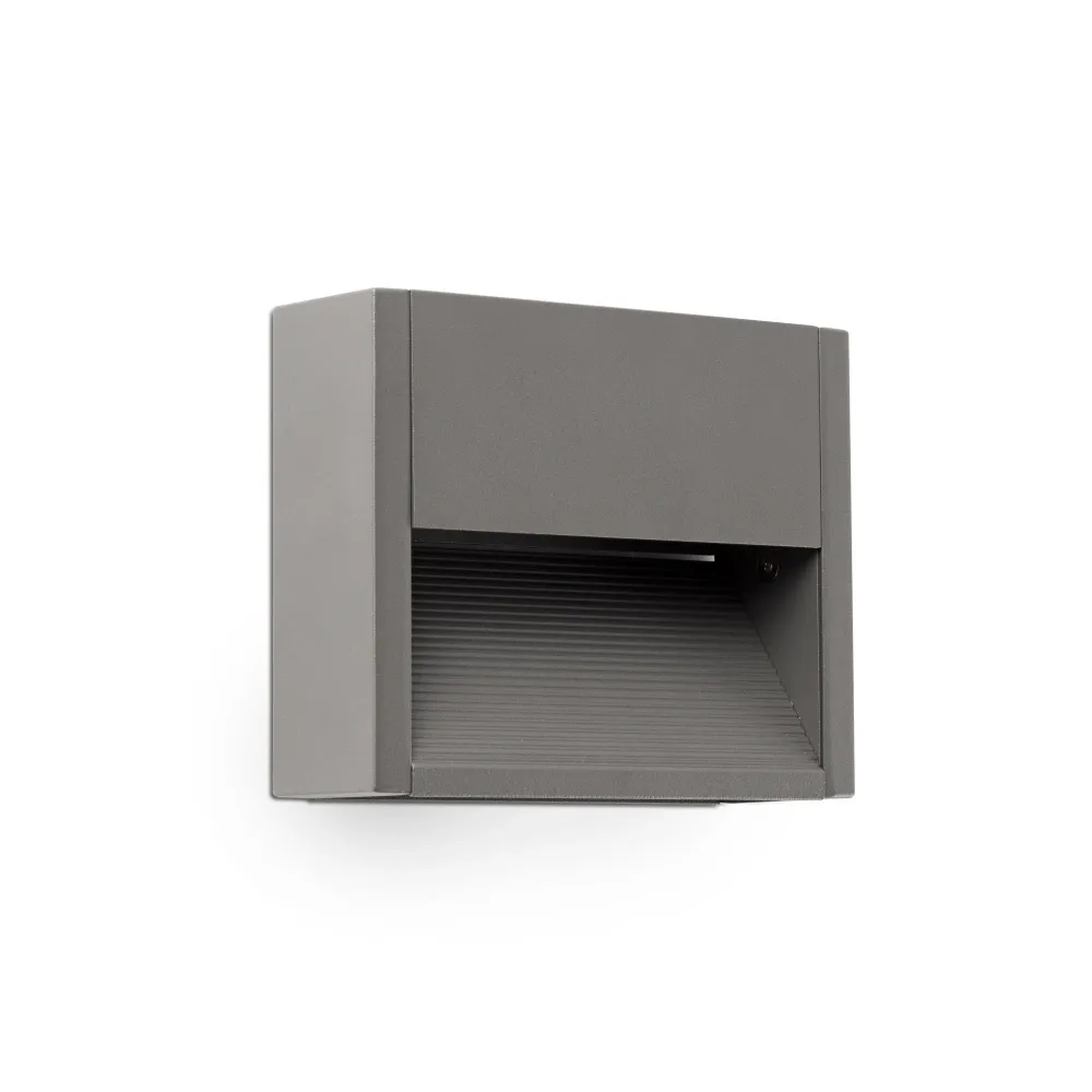 FARO Barcelona Grada Außenwandleuchte, Aluminium, dunkelgrau, LED, Höhe 12,8 cm