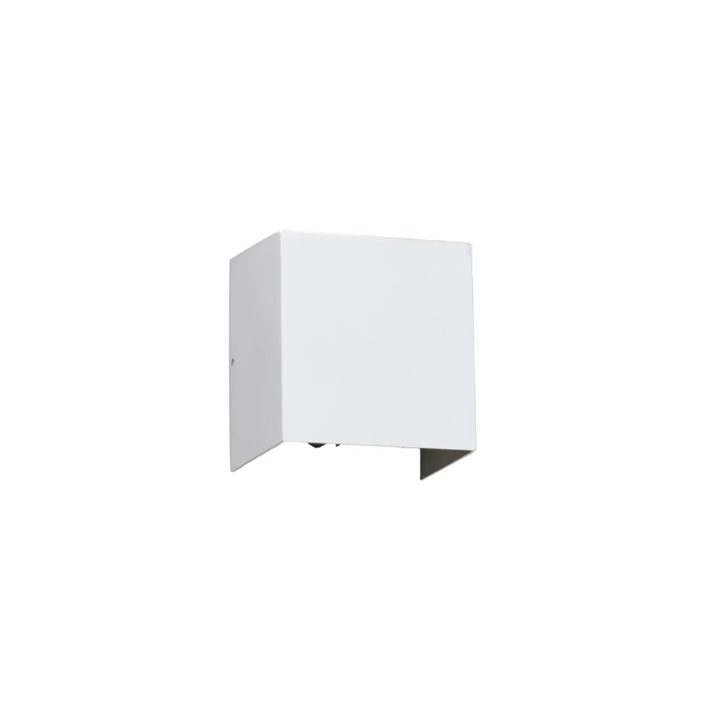 FARO Barcelona Olan Außenwandleuchte, Aluminium, mattweiß, LED, Höhe 16,5 cm