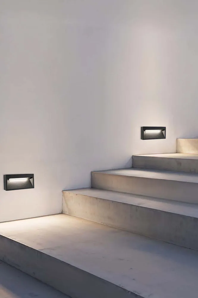 FARO Barcelona Path Außenwandleuchte, Aluminium, dunkelgrau, LED, Höhe 10,5 cm