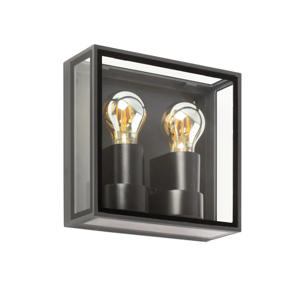 FARO Barcelona Pomo Außenwandleuchte, Aluminium, dunkelgrau, E27, Höhe 22,0 cm