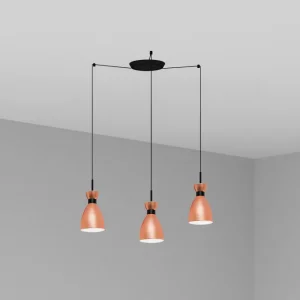 FARO Barcelona Retro-Pendelleuchte, Stahl, matt-kupferfarben, E14, Höhe 174,0 cm Copper