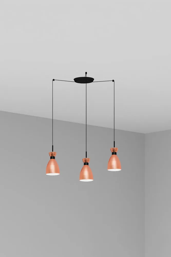 FARO Barcelona Retro-Pendelleuchte, Stahl, matt-kupferfarben, E14, Höhe 174,0 cm Copper