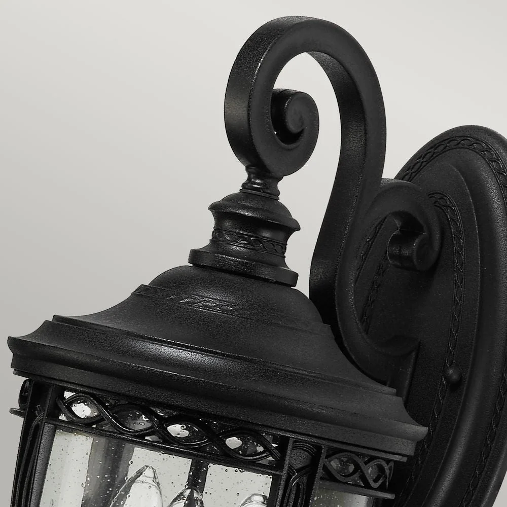 Außenwandleuchte Feiss (FE-EB2-M-BLK) Englischer Bridle-Stahl, Pressglas E14 3L
