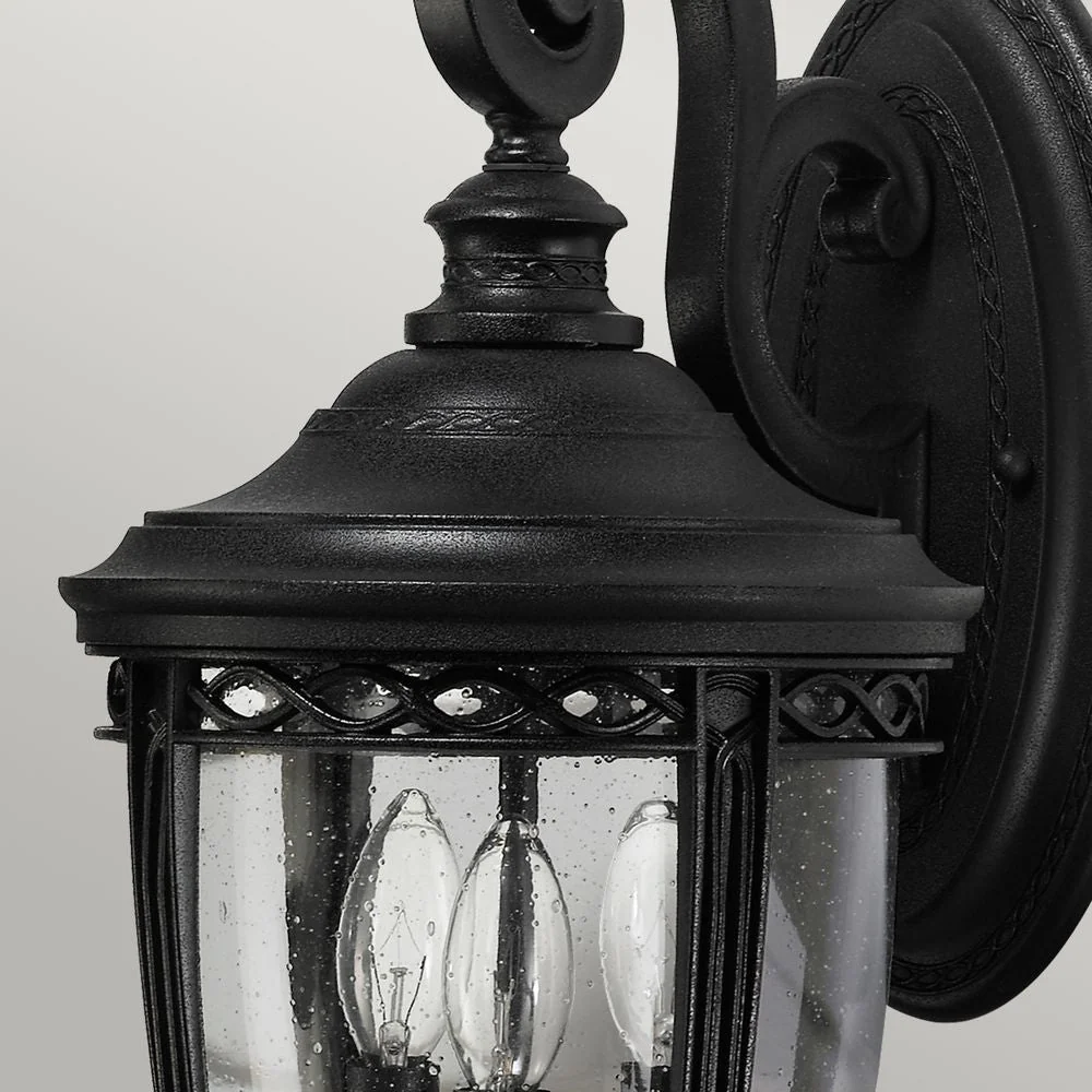 Außenwandleuchte Feiss (FE-EB2-M-BLK) Englischer Bridle-Stahl, Pressglas E14 3L