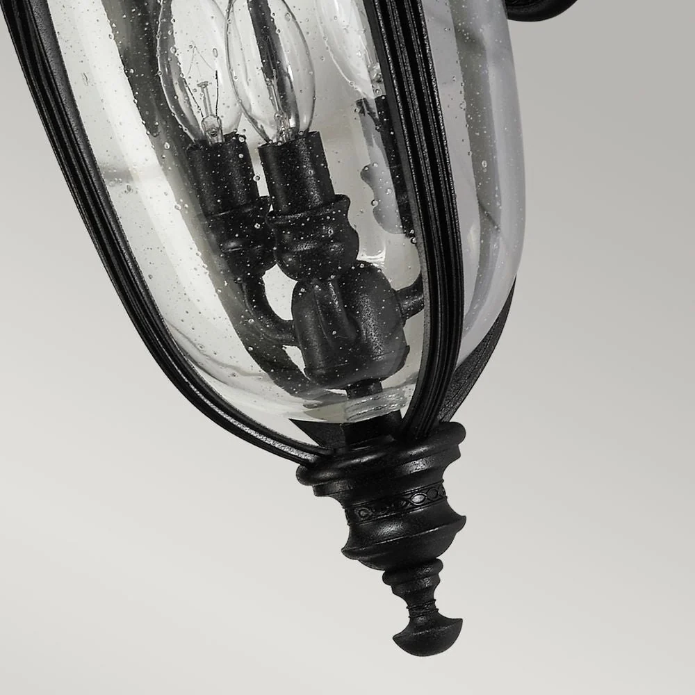 Außenwandleuchte Feiss (FE-EB2-M-BLK) Englischer Bridle-Stahl, Pressglas E14 3L