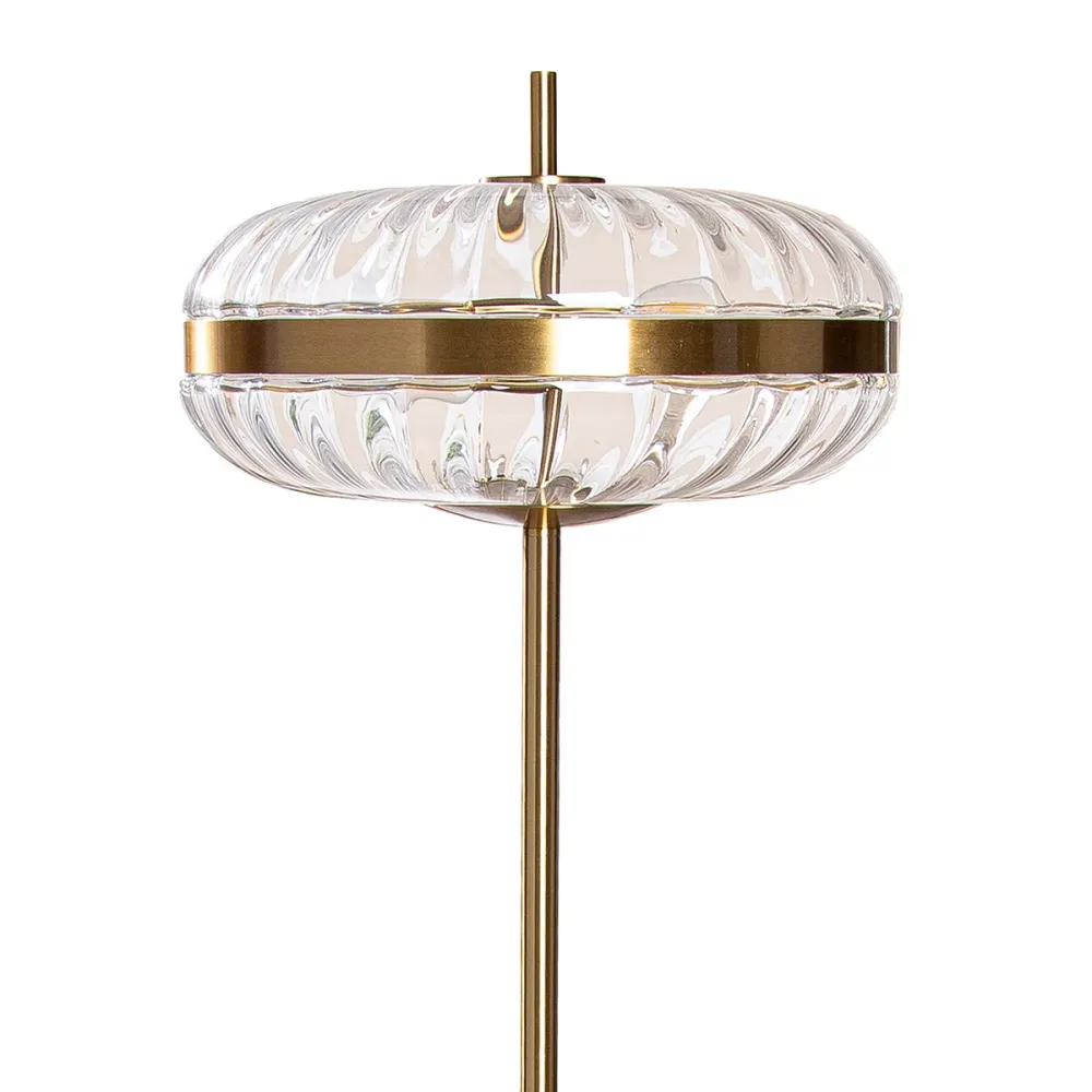 Glamour Shine Stehleuchte Gold mit Glas Schirm und 2x E27 Fassung 150cm