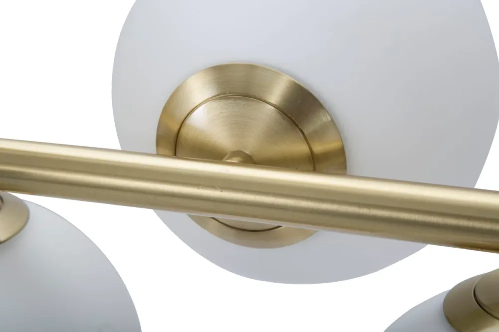 Glamy Deckenlampe 7-flammig 81x74 cm – Moderne Hängeleuchte Gold mit Glas-Kugeln